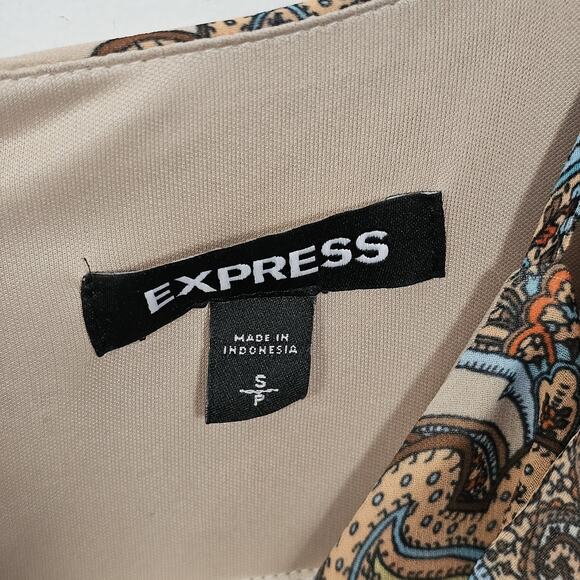 Express Tiered Maxi Dress Lined Paisley Adjustable Straps Empire Waist Boho Y2K - Picture 5 of 8